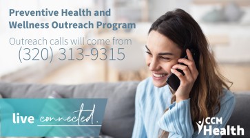 Article image:  Woman talking on the phone - Preventative Health Outreach Program - CCM Health