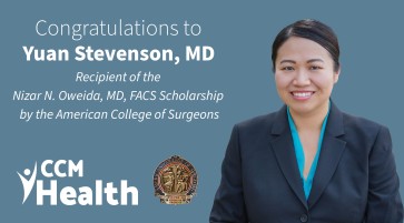 Article image:  CCM Health Surgeon Dr. Yuan Stevenson Awarded Prestigious Nizar N. Oweida, MD, FACS Scholarship